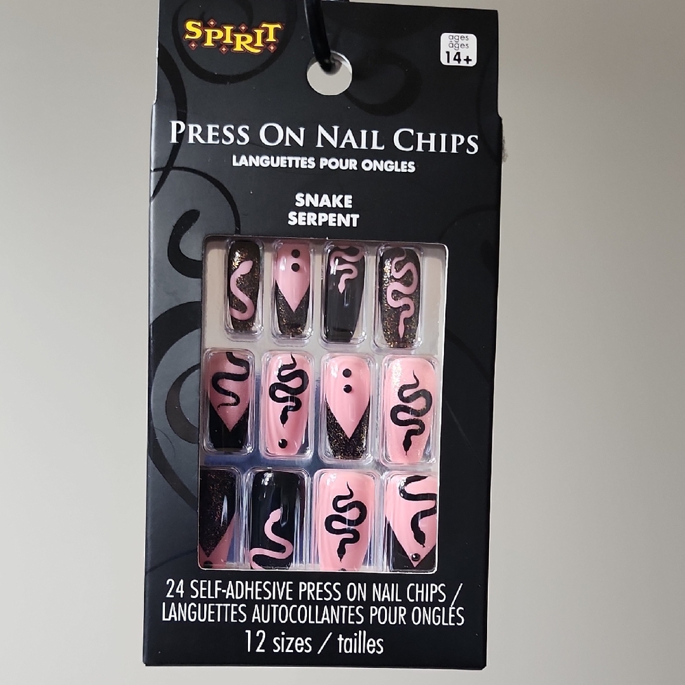 Spirit Pink and Black Snake Press-On Nails